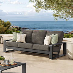 Lirienne Smoke/Gray Outdoor Patio Aluminum Sofa - Ornate Home