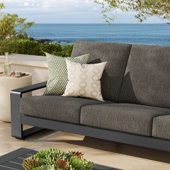 Lirienne Smoke/Gray Outdoor Patio Aluminum Sofa - Ornate Home