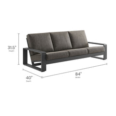 Lirienne Smoke/Gray Outdoor Patio Aluminum Sofa - Ornate Home