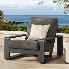 Lirienne Smoke Outdoor Patio Aluminum Armchair - Ornate Home