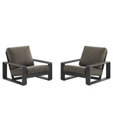 Lirienne Smoke Outdoor Patio Aluminum Faux Wood Armchairs (Set of 2) - Ornate Home