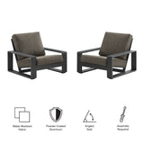 Lirienne Smoke Outdoor Patio Aluminum Faux Wood Armchairs (Set of 2) - Ornate Home