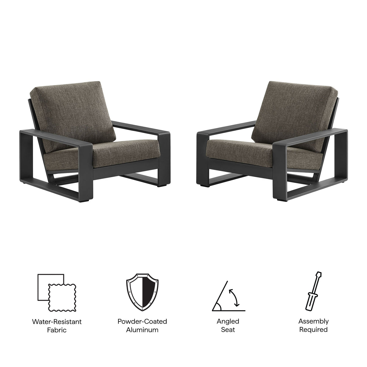 Lirienne Smoke Outdoor Patio Aluminum Faux Wood Armchairs (Set of 2) - Ornate Home