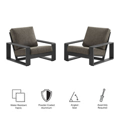 Lirienne Smoke Outdoor Patio Aluminum Faux Wood Armchairs (Set of 2) - Ornate Home