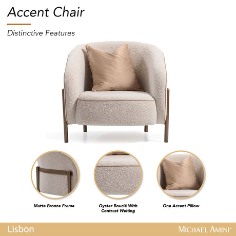 Lisbon Oyster Accent Chair - Ornate Home