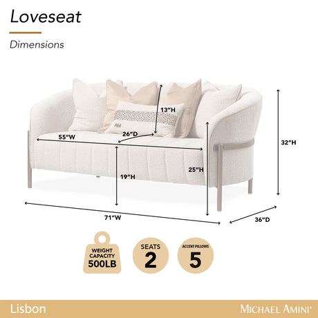 Lisbon Oyster Loveseat - Ornate Home