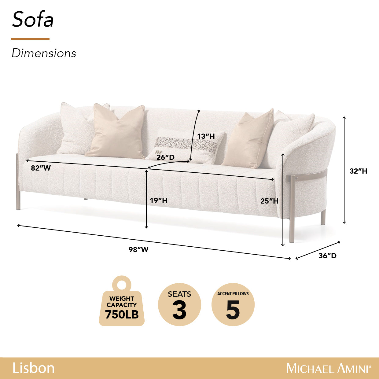 Lisbon Oyster Sofa - Ornate Home