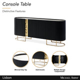 Lisbon Silken Matte Black Console Table - Ornate Home