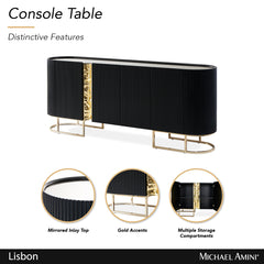 Lisbon Silken Matte Black Console Table - Ornate Home
