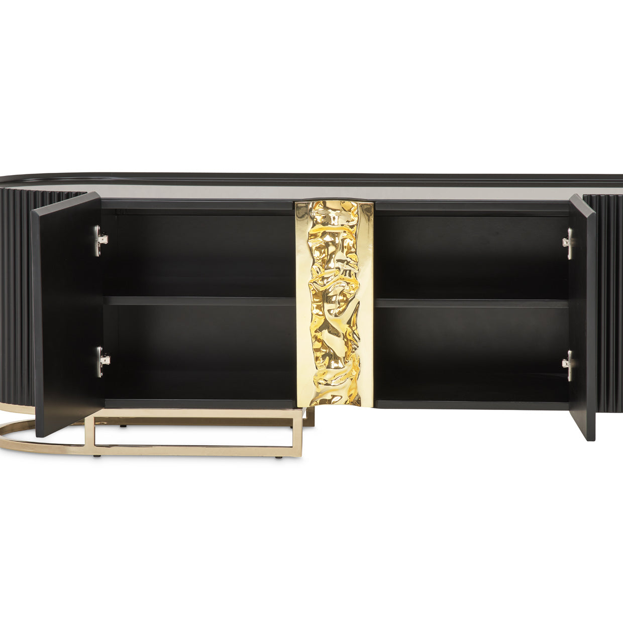 Lisbon Silken Matte Black Media Cabinet - Ornate Home