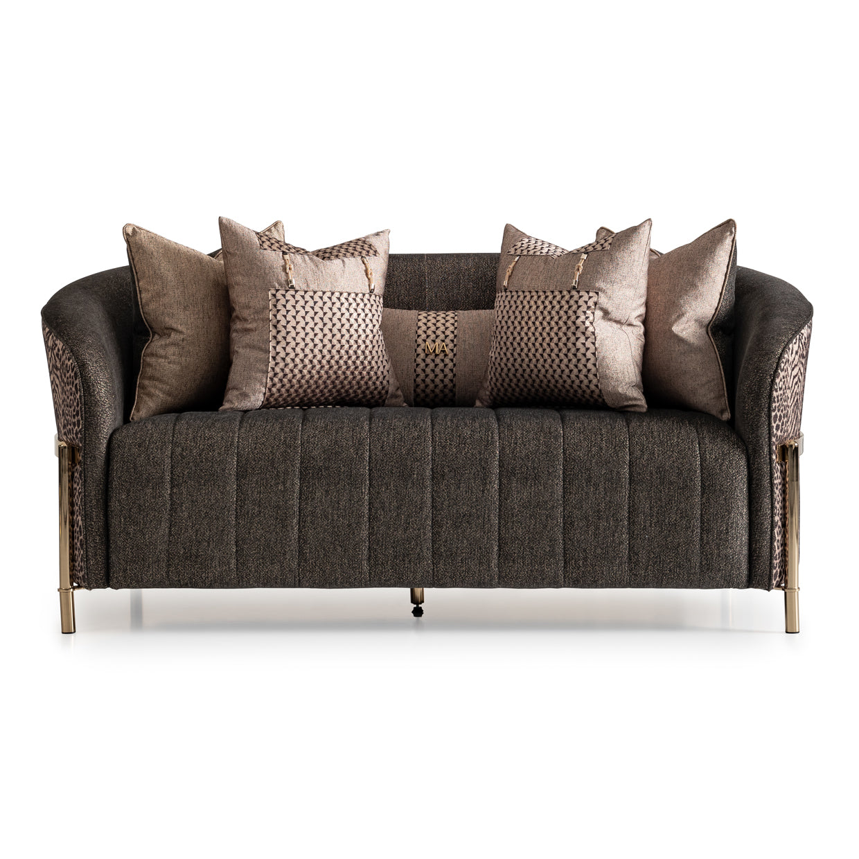 Lisbon Silken Matte Black/Onyx Loveseat - Ornate Home