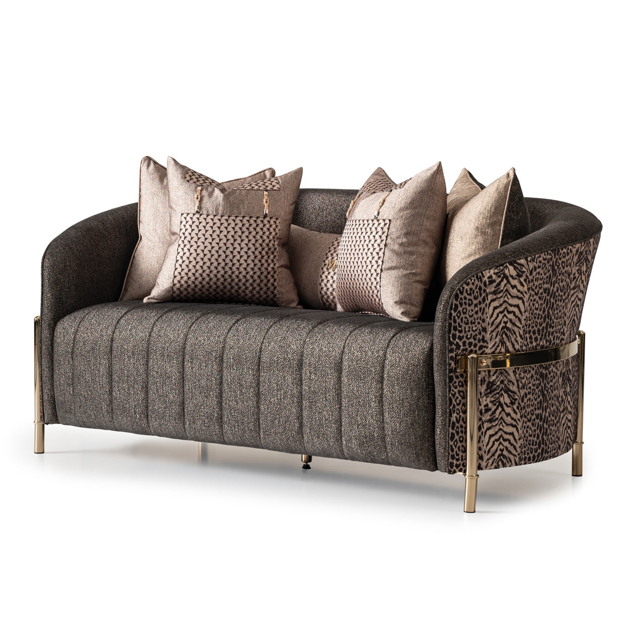 Lisbon Silken Matte Black/Onyx Loveseat - Ornate Home