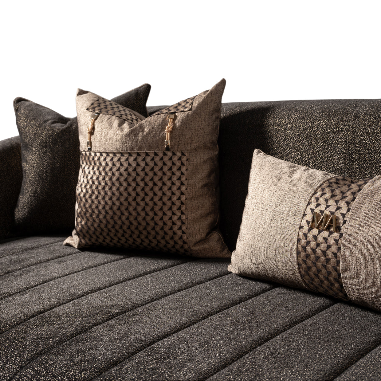Lisbon Silken Matte Black/Onyx Sofa - Ornate Home