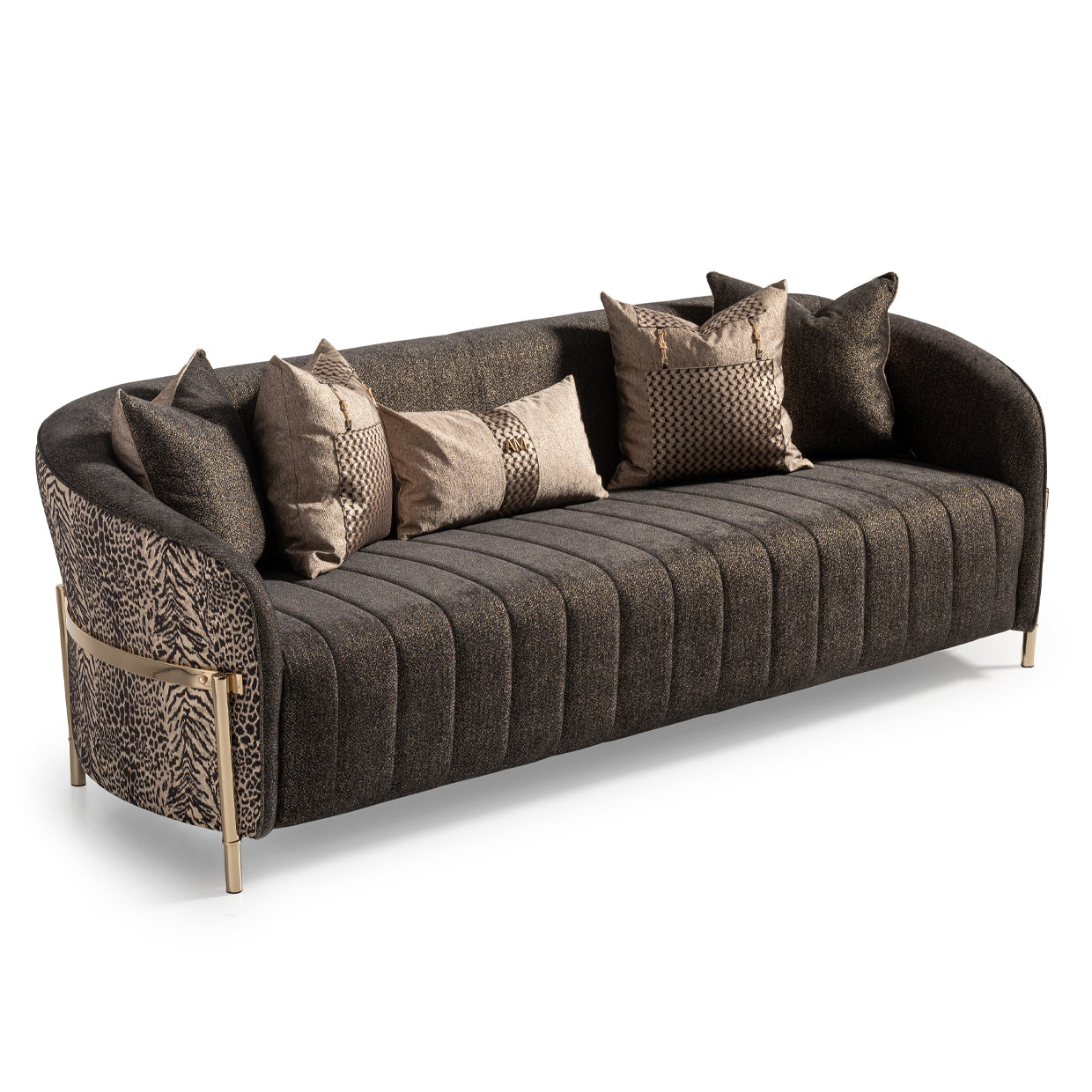 Lisbon Silken Matte Black/Onyx Sofa - Ornate Home