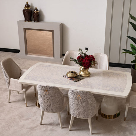 Lisbon Silken Matte Cream Double Pedestal Dining Table - Ornate Home