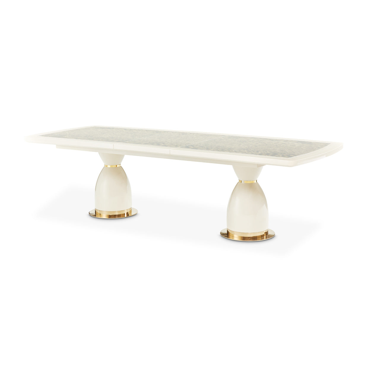 Lisbon Silken Matte Cream Double Pedestal Dining Table - Ornate Home