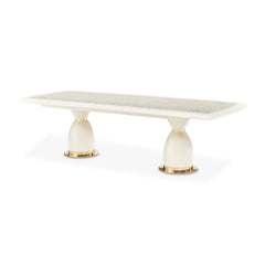 Lisbon Silken Matte Cream Double Pedestal Dining Table - Ornate Home