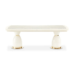 Lisbon Silken Matte Cream Double Pedestal Dining Table - Ornate Home