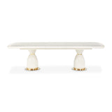 Lisbon Silken Matte Cream Double Pedestal Dining Table - Ornate Home