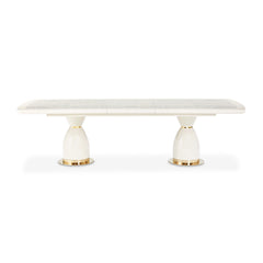 Lisbon Silken Matte Cream Double Pedestal Dining Table - Ornate Home
