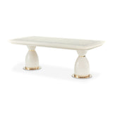 Lisbon Silken Matte Cream Double Pedestal Dining Table - Ornate Home