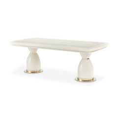 Lisbon Silken Matte Cream Double Pedestal Dining Table - Ornate Home