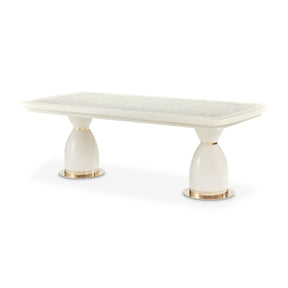 Lisbon Silken Matte Cream Double Pedestal Dining Table - Ornate Home