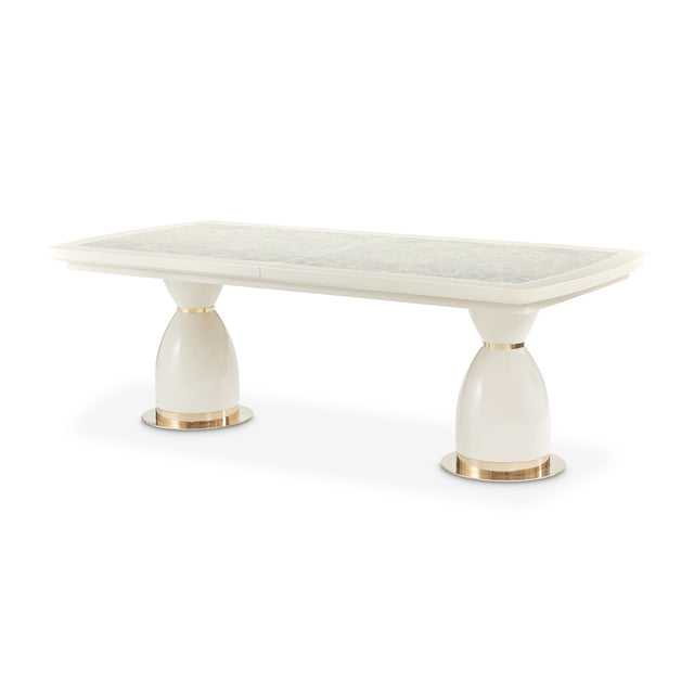 Lisbon Silken Matte Cream Double Pedestal Dining Table - Ornate Home