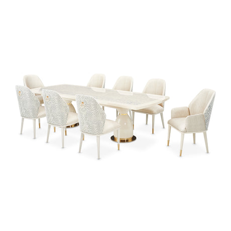 Lisbon Silken Matte Cream Double Pedestal Dining Table - Ornate Home