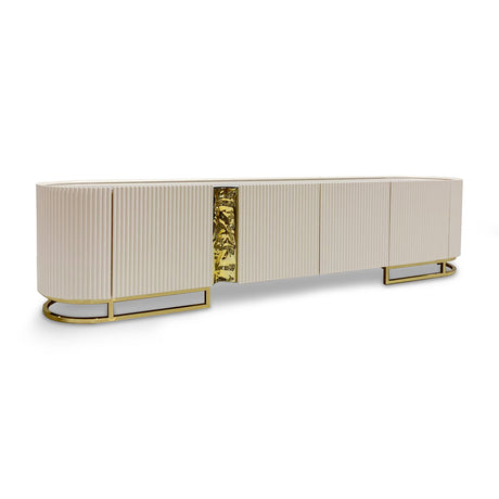 Lisbon Silken Matte Cream Media Cabinet - Ornate Home