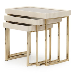 Lisbon Silken Matte Cream Nesting Tables (Set of 3) - Ornate Home