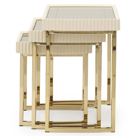 Lisbon Silken Matte Cream Nesting Tables (Set of 3) - Ornate Home