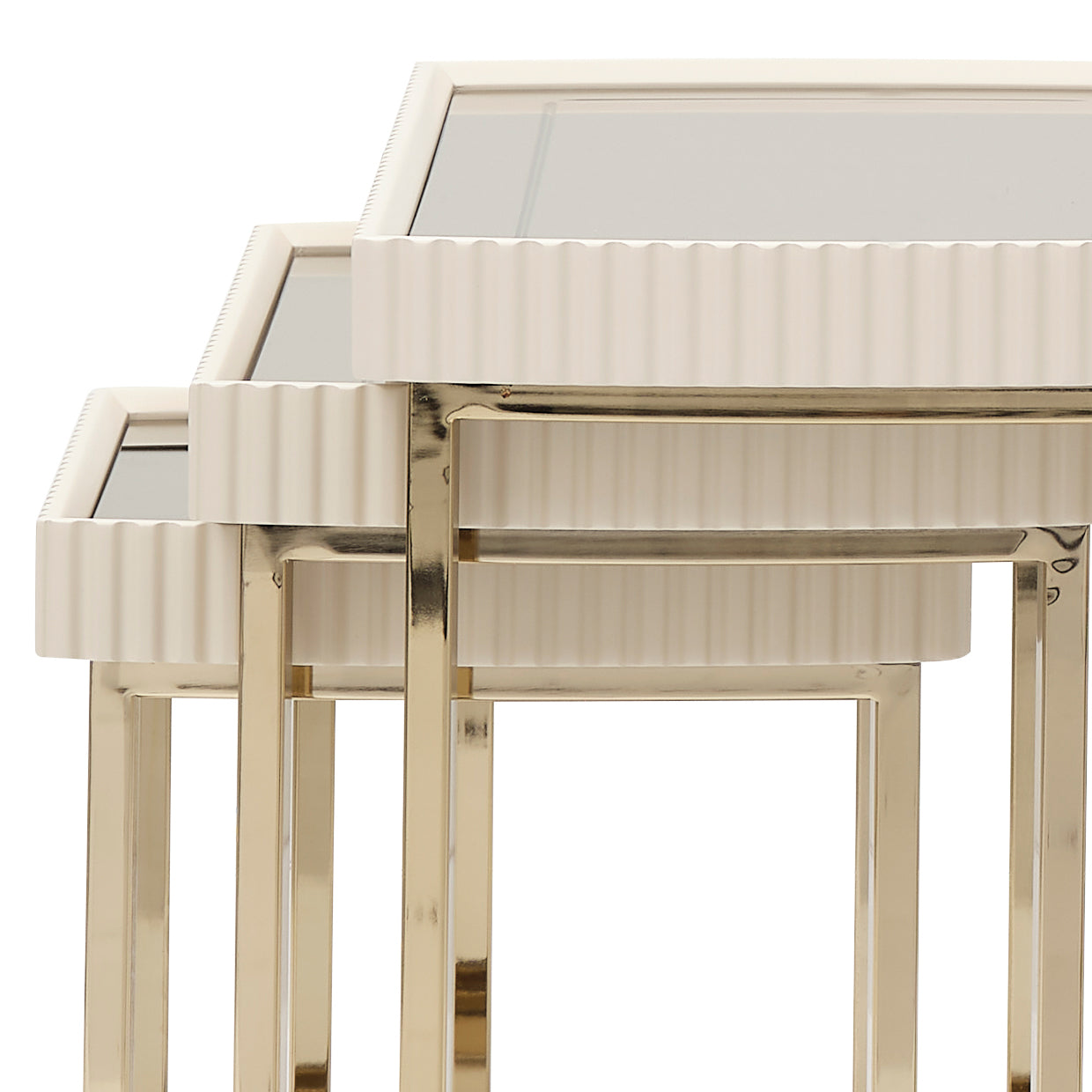 Lisbon Silken Matte Cream Nesting Tables (Set of 3) - Ornate Home