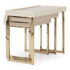 Lisbon Silken Matte Cream Nesting Tables (Set of 3) - Ornate Home