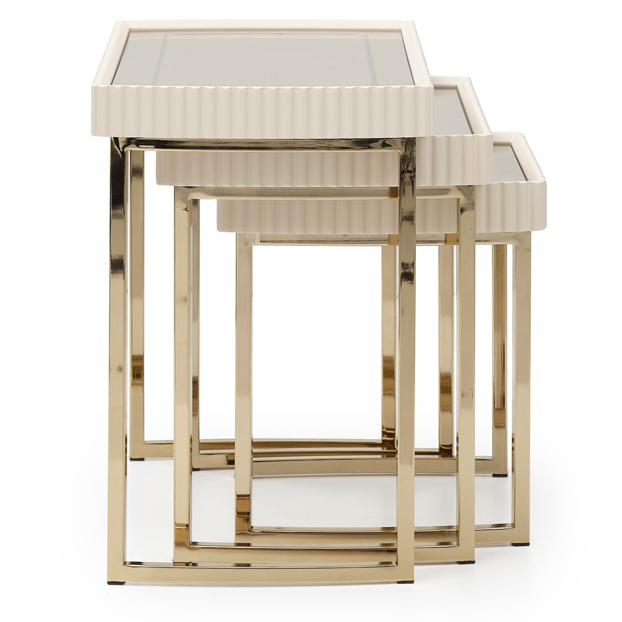 Lisbon Silken Matte Cream Nesting Tables (Set of 3) - Ornate Home