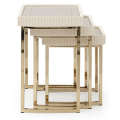 Lisbon Silken Matte Cream Nesting Tables (Set of 3) - Ornate Home