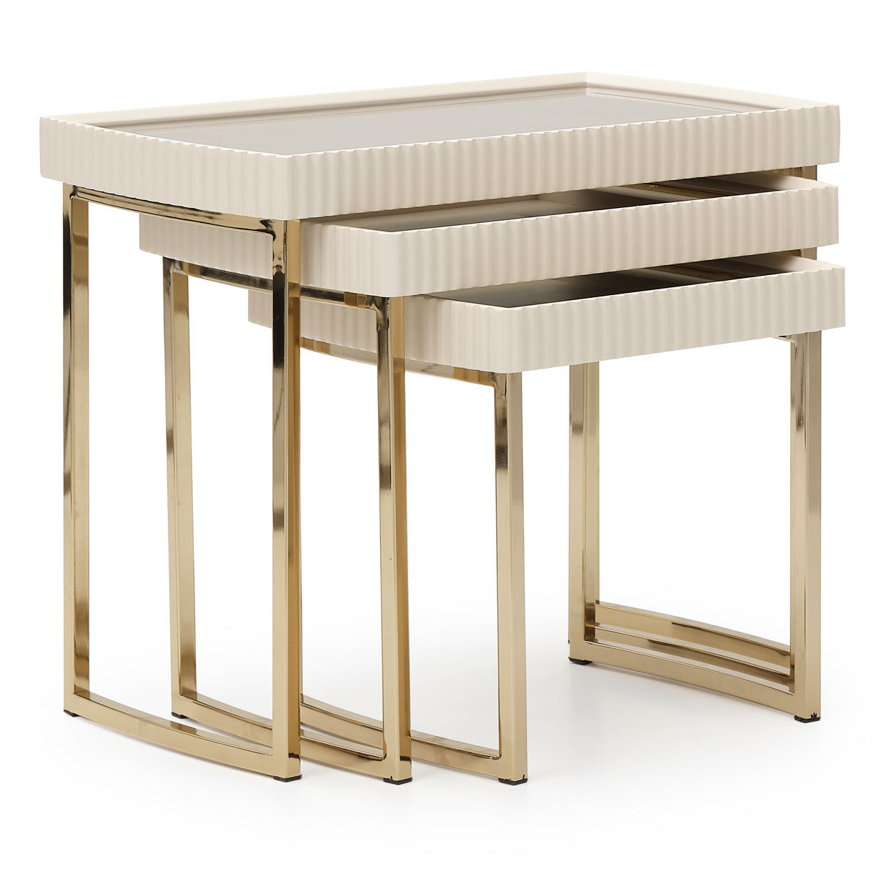 Lisbon Silken Matte Cream Nesting Tables (Set of 3) - Ornate Home
