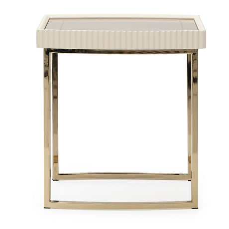 Lisbon Silken Matte Cream Side Table - Ornate Home