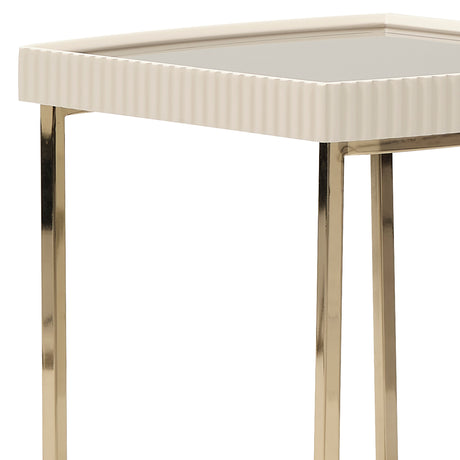 Lisbon Silken Matte Cream Side Table - Ornate Home