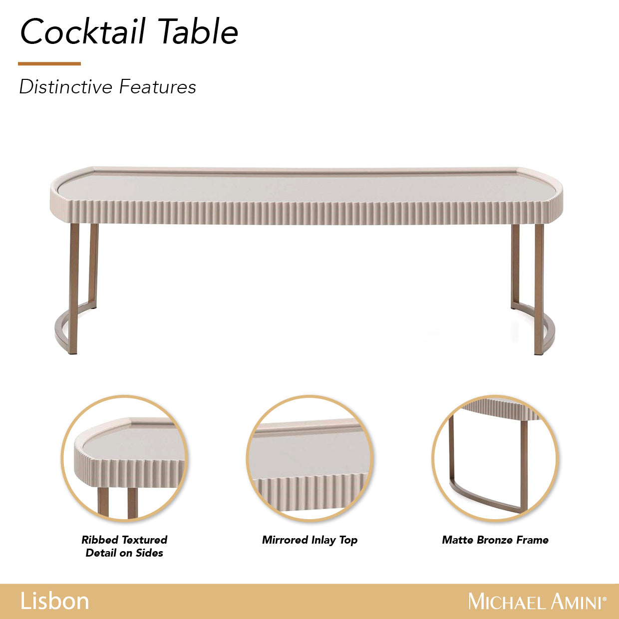 Lisbon Silky Cream Cocktail Table - Ornate Home