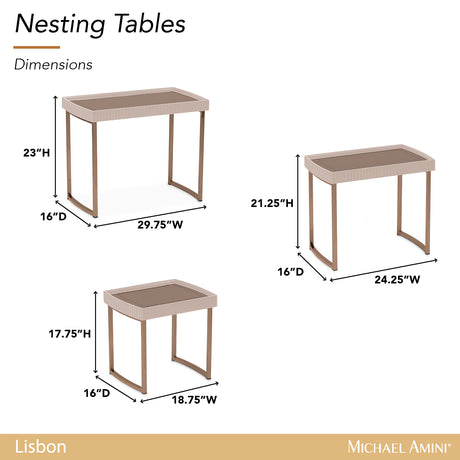 Lisbon Silky Cream Nesting Tables (Set of 3) - Ornate Home