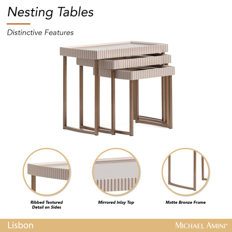 Lisbon Silky Cream Nesting Tables (Set of 3) - Ornate Home