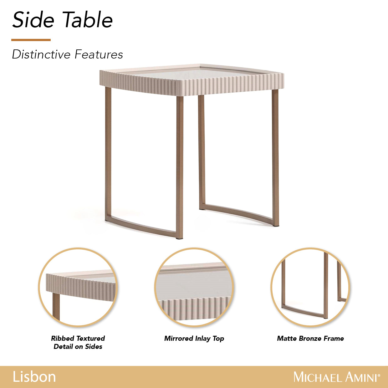 Lisbon Silky Cream Side Table - Ornate Home