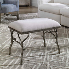 Lismore Silver/White Small Fabric Bench - Ornate Home