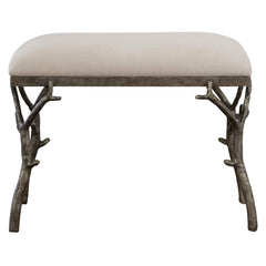 Lismore Silver/White Small Fabric Bench - Ornate Home