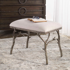 Lismore Silver/White Small Fabric Bench - Ornate Home