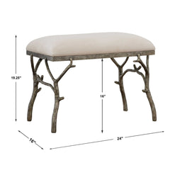 Lismore Silver/White Small Fabric Bench - Ornate Home