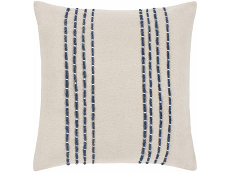 Listie Beige Navy Striped Accent Pillow - Ornate Home