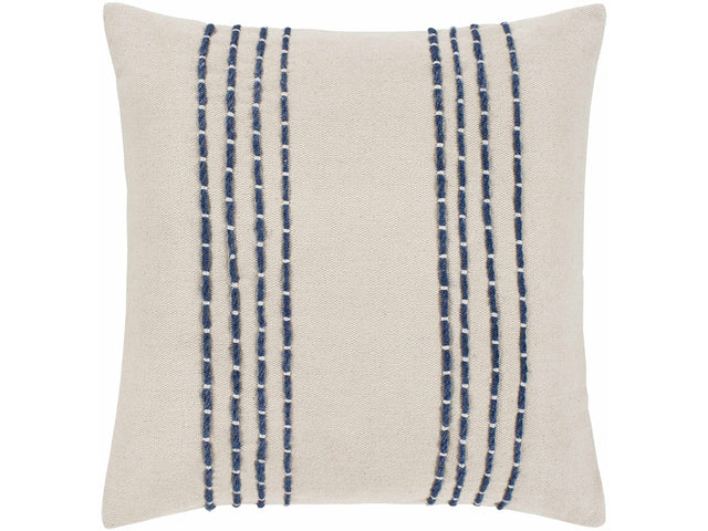 Listie Beige Navy Striped Accent Pillow - Ornate Home