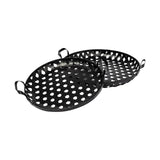 Lito Black Woven Metal Round Serving Trays (Set of 2) - Ornate Home